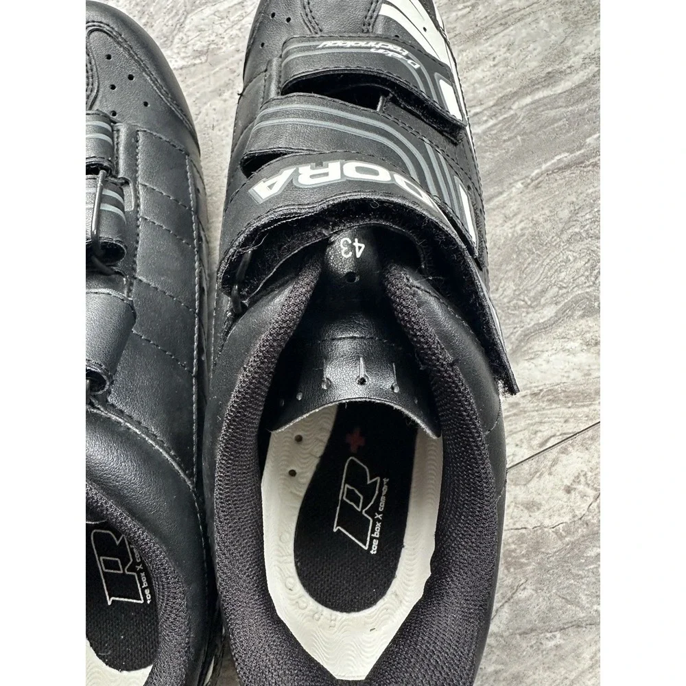 Diadora Road Cycling Shoes EU 43 Black Silver 3 Strap D-Skin Bike Shoes